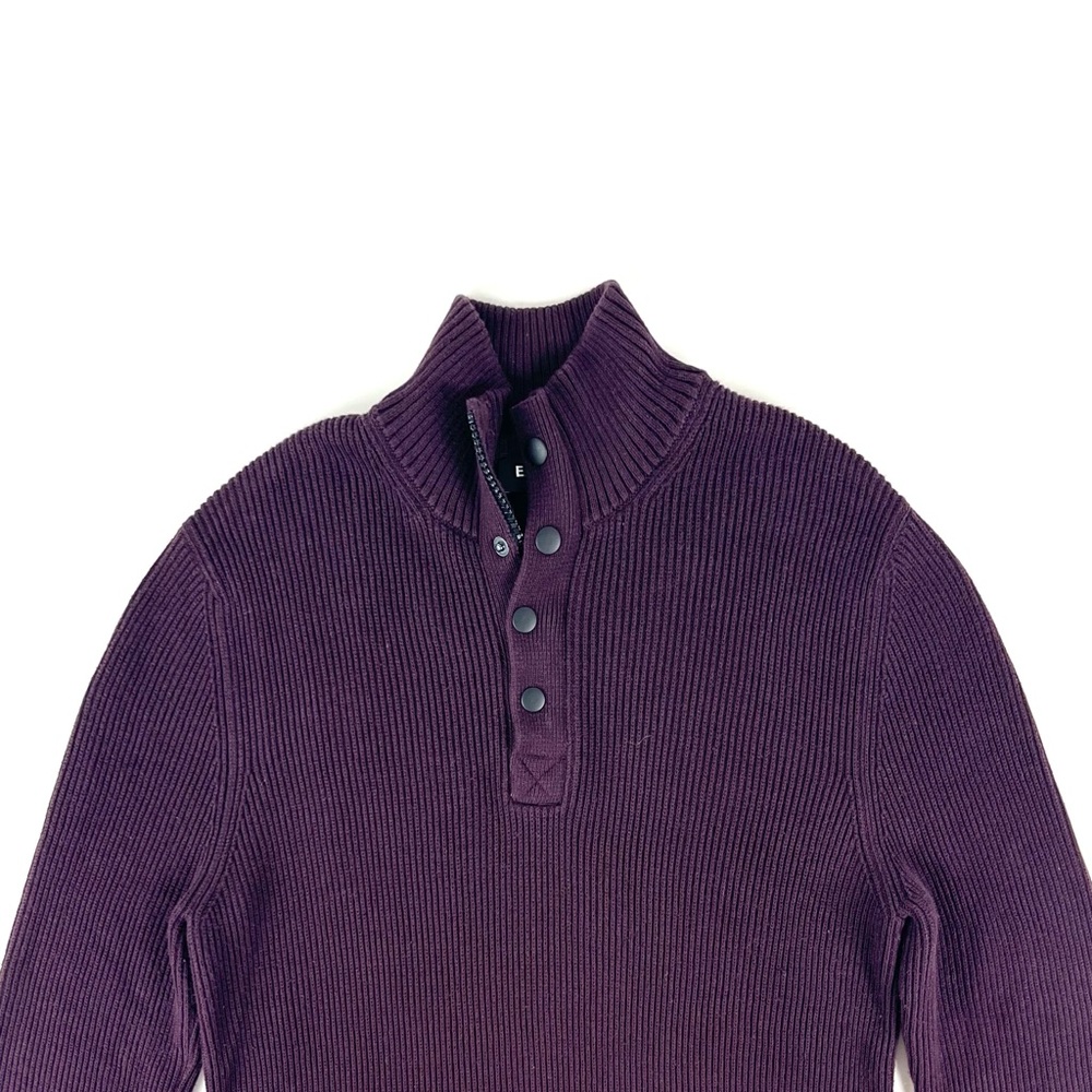 Express Solid Mock Neck Snap Zip Merlot Sweater - image 7